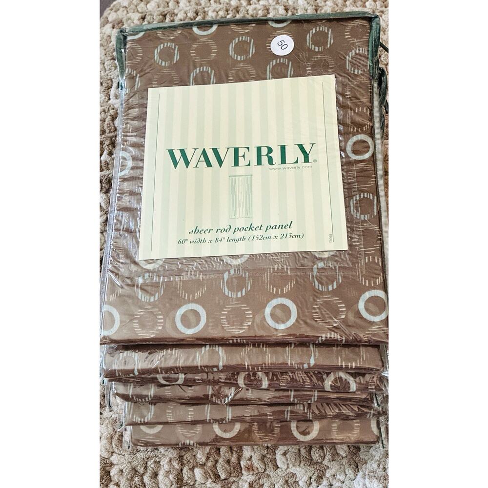 6 Waverly Columbus Brown Circle Spa Rod Pocket Drapery Panel 100% Poly 60”X84”
